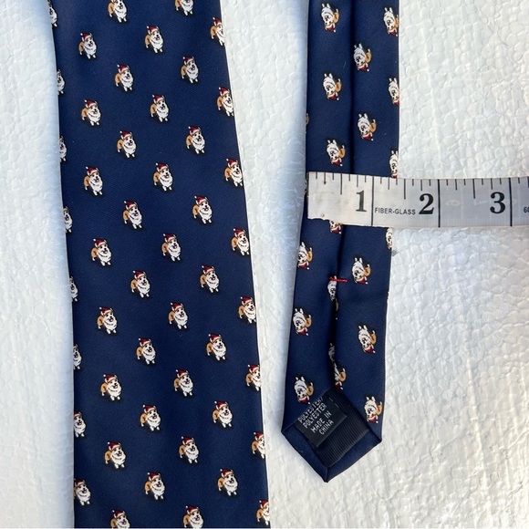 Tommy Hilfiger Neck Tie Dog Print Blue Novelty Puppy Design - Picture 11 of 12